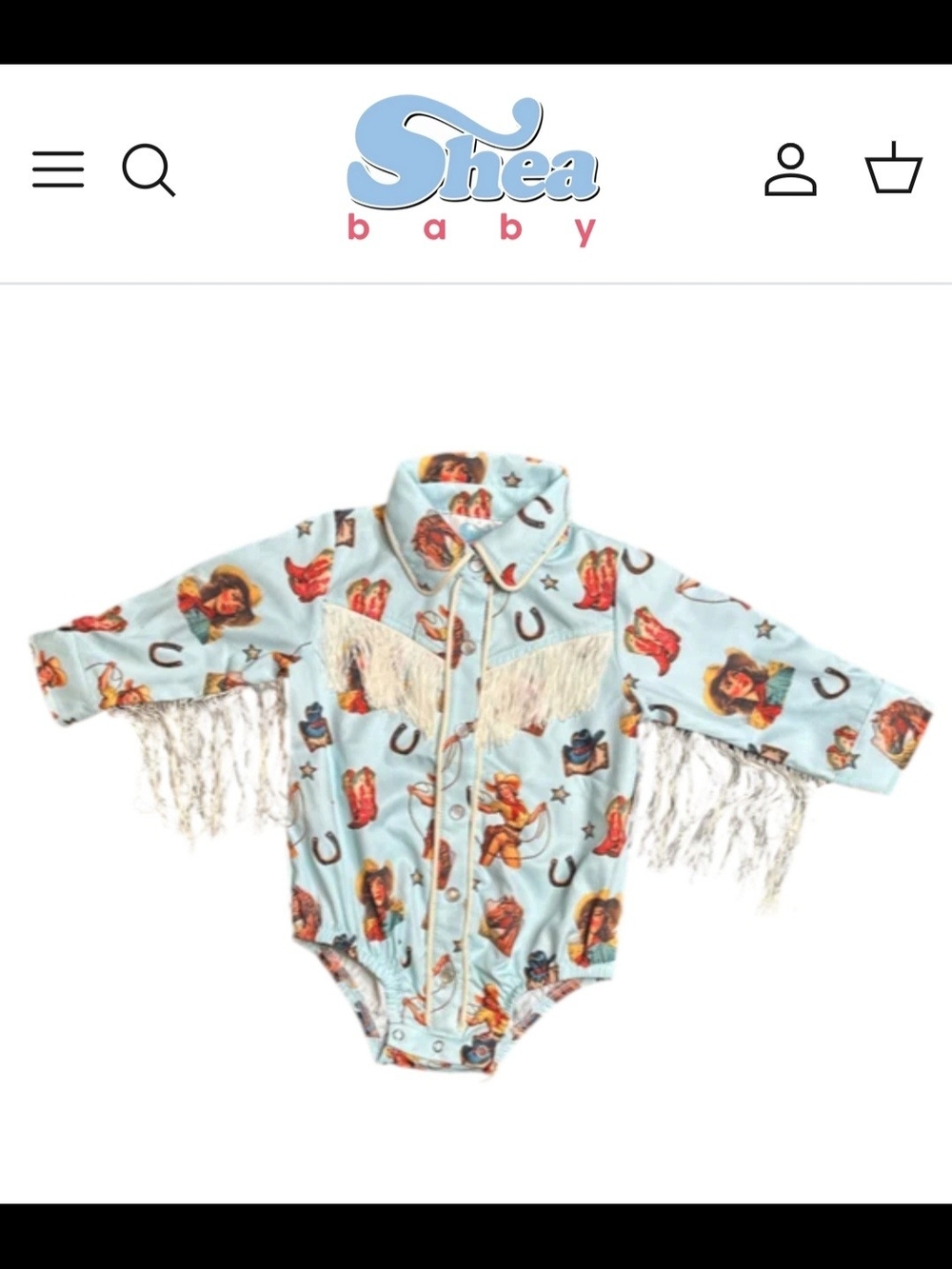 Light Blue Cowboy Fringe One-Piece Bodysuit